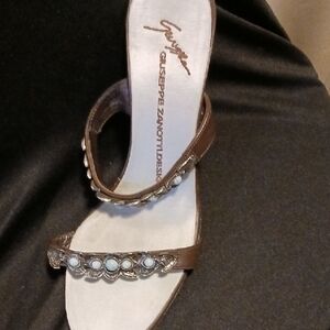 Sandals High Heel By GIUSEPPE ZANOTTI ITALY BROWN LEATHER SZ.37.5